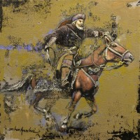Shan Amrohvi, 12 x 12 inch, Acrylic On Canvas, Horse Painting, AC-SA-134